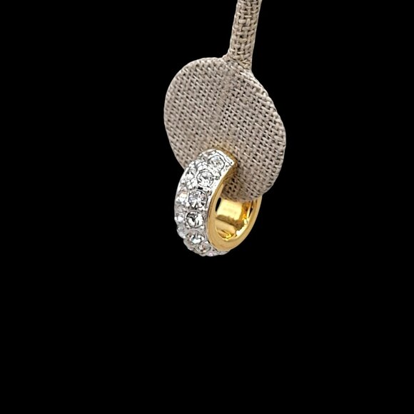 Joan Rivers Sparkly White Rhinestone Hugger Hoop Earrings Pierced Signed - Picture 5 of 6